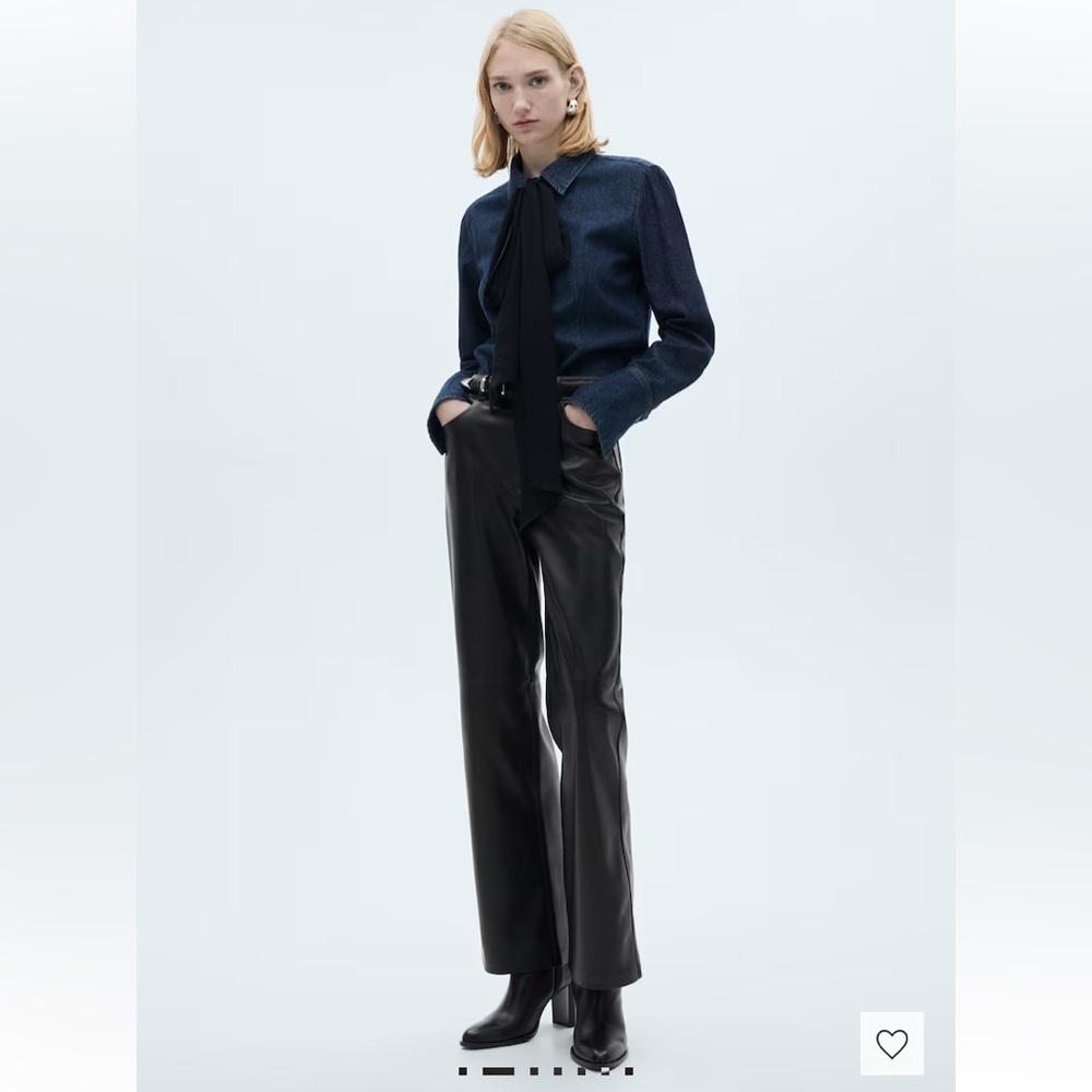 MANGO wide leg vegan leather trousers - Picture 7 of 8